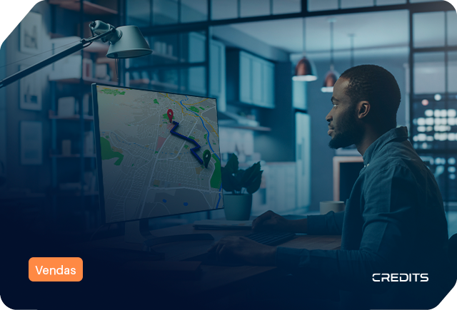 Empreendedor utilizando geomarketing para vendas locais.